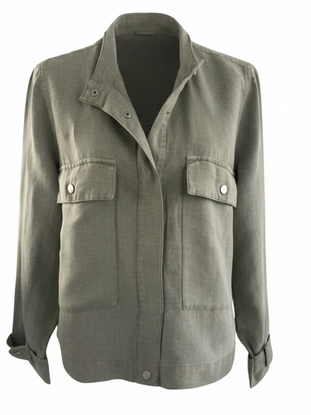Nicole Miller Crop Utility Jacket Size: Medium Color: Sage
